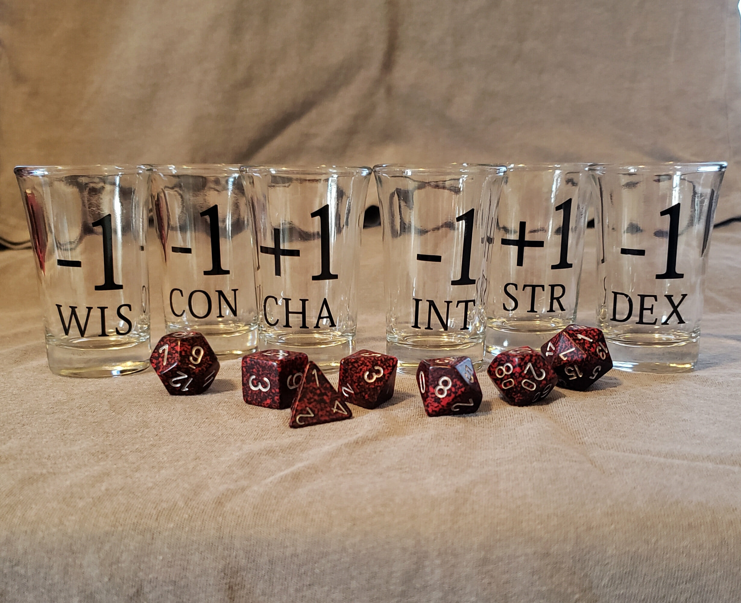 D&D ability score shot glasses