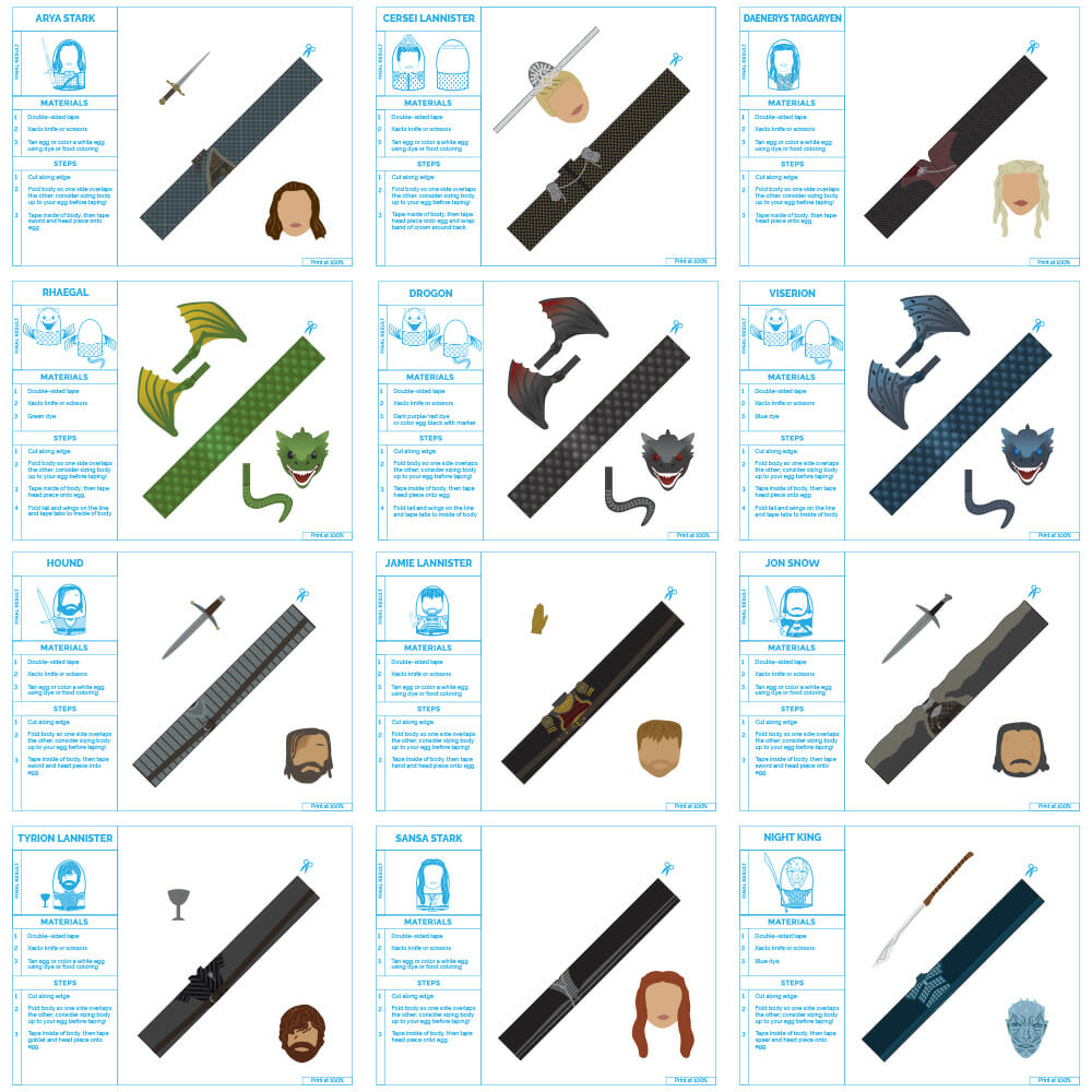 Game of Thrones egg cosplay print outs