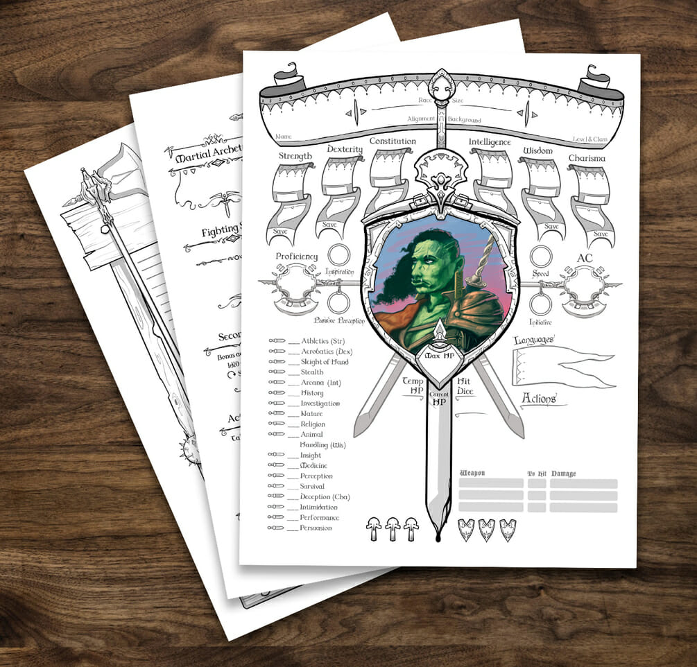 Fighter 5e D&D character sheet