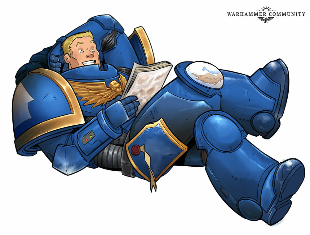 Space Marine reading Marvel